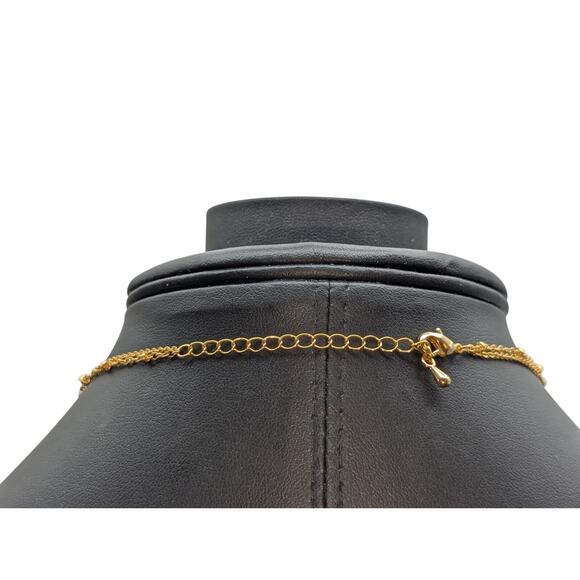 Gold Tone Double Strand Chain Pendant 16"-18" Necklace - Picture 5 of 6